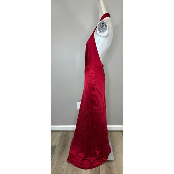The Bar Grayson Rosette Halter Gown Chianti Size 8 $568 - Picture 6 of 10